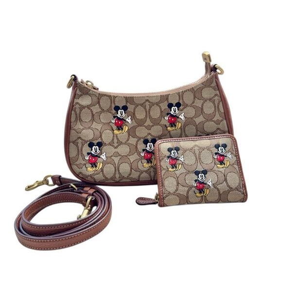 COACH x Disney Teri Signature Jacquard Mickey Crossbody Bag and Wallet - Picture 1 of 16